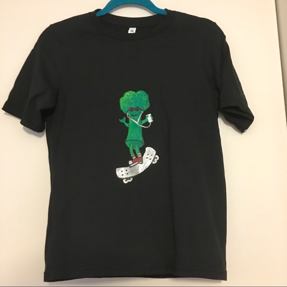 Rad skater broccoli with shades and headphones tee